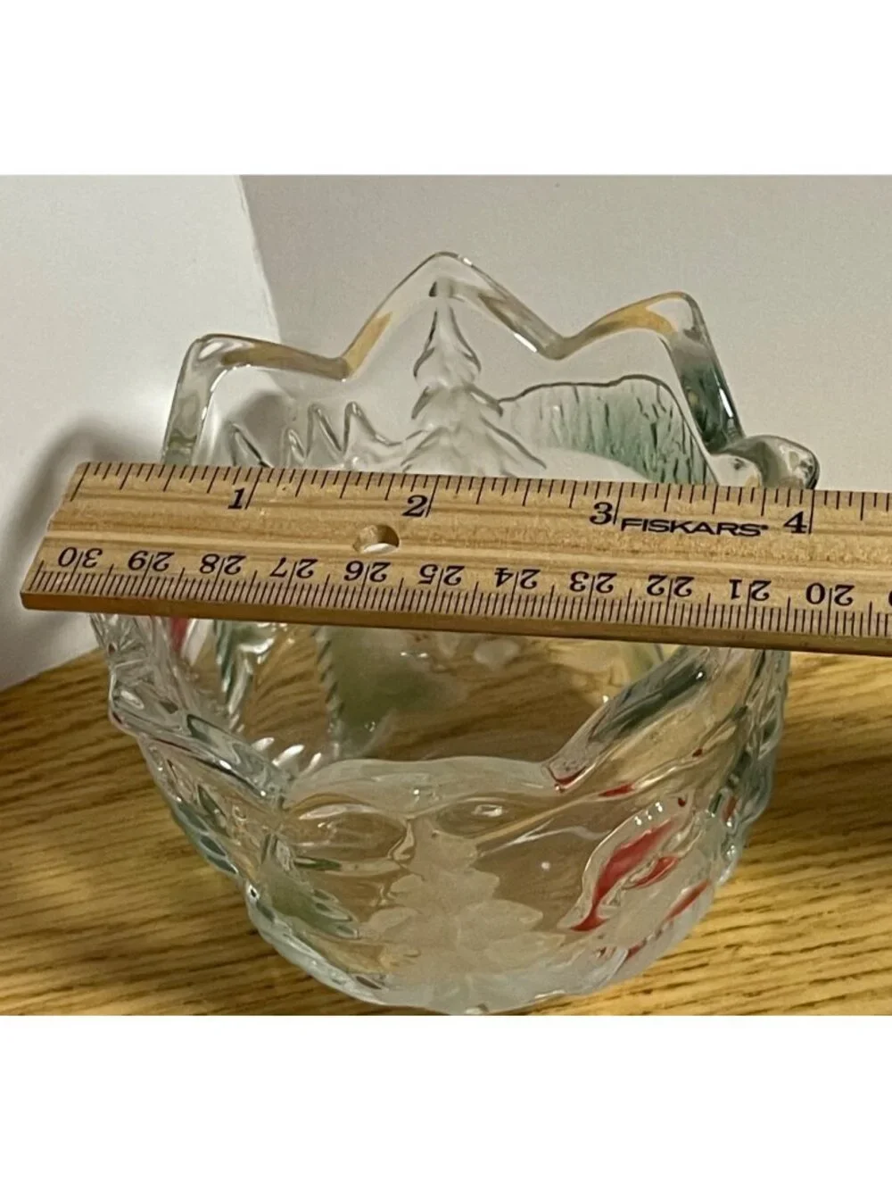 Mikasa Holiday Landscape Glass Votive Candle Holder Christmas Decor Elegant
